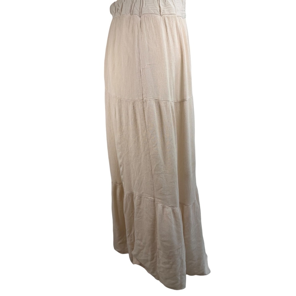 Haute Monde Tiered Maxi Skirt Womens L Cream Gauze Rayon Boho Flowy Lined Resort - Picture 5 of 16